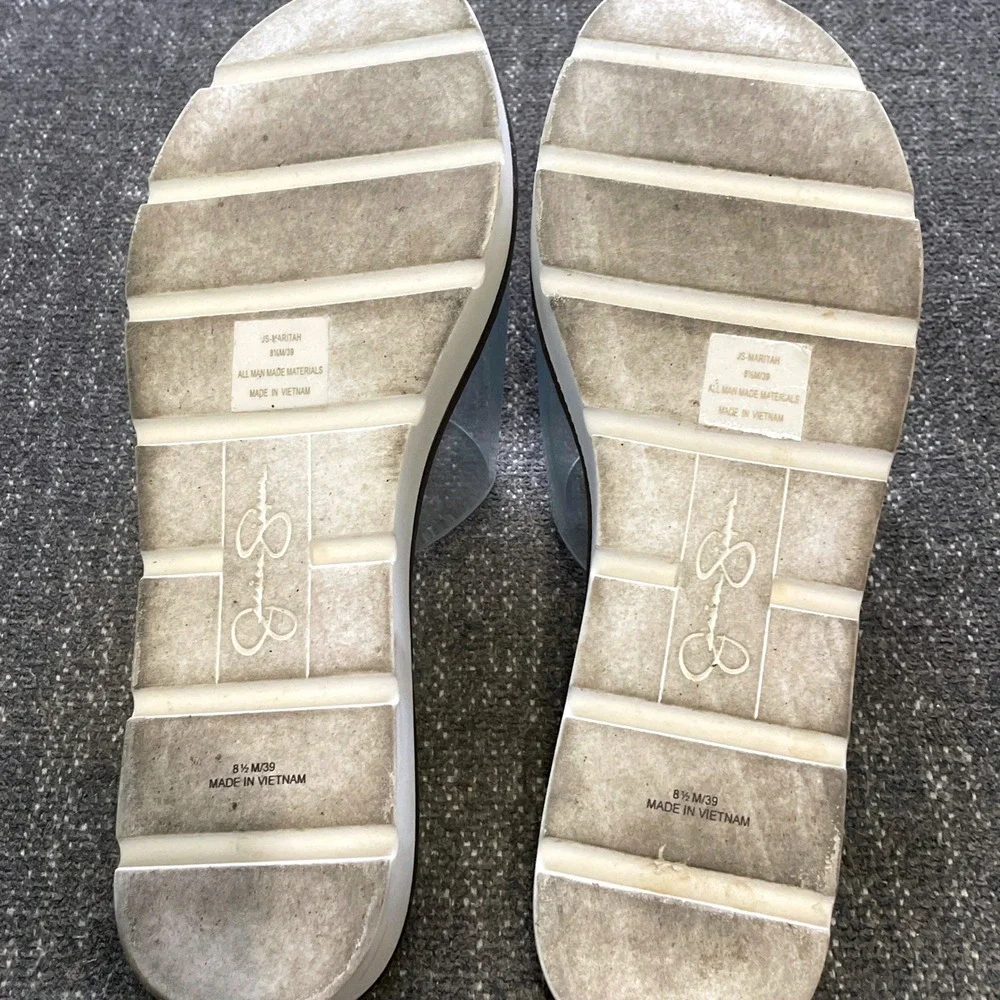 Jessica Simpson Maritah Slide Sandals Womens 8.5 M White Clear Studded Platform